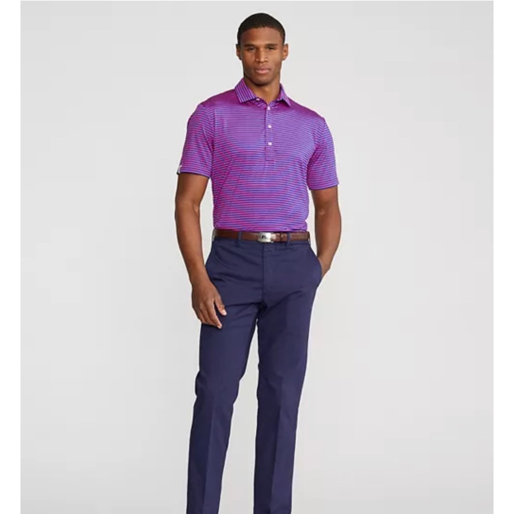 RLX Ralph Lauren X Series Golf Polo Pink Blue Striped Performance Shirt Men’s M - Picture 16 of 16